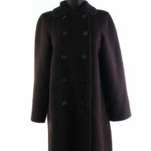 FACONNABLE Dark Brown Wool Angora Double-Breasted Overcoat Size s